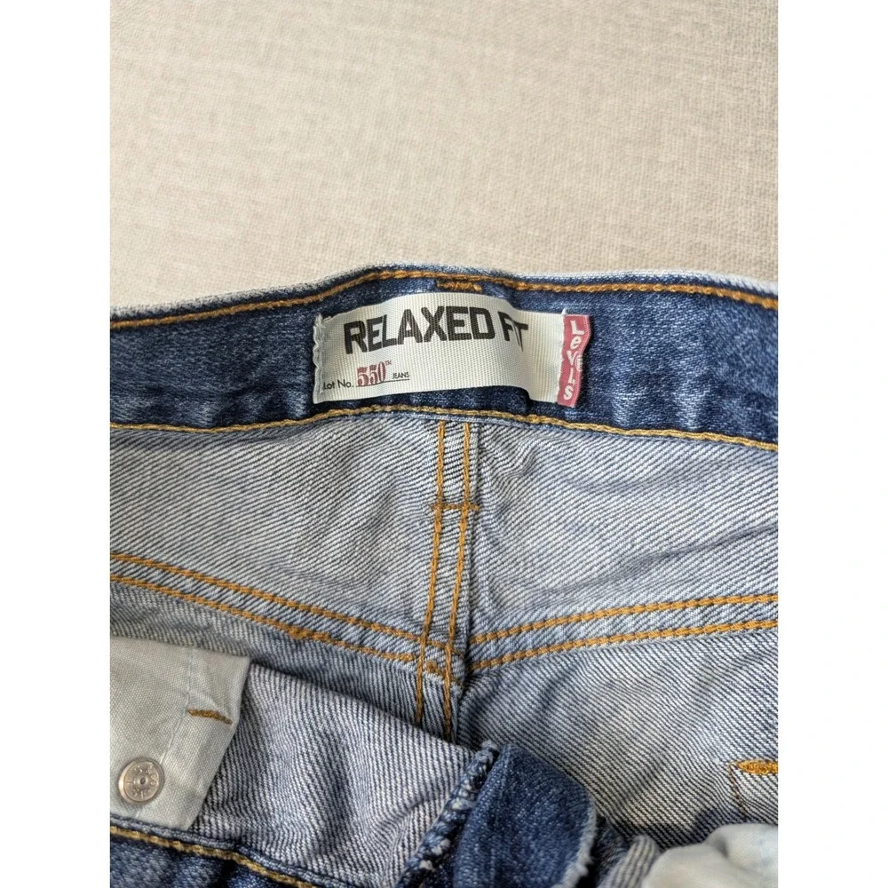 Levis 550 Denim Shorts Mens 36 Blue 100% Cotton Relaxed Fit Jorts - Picture 7 of 14